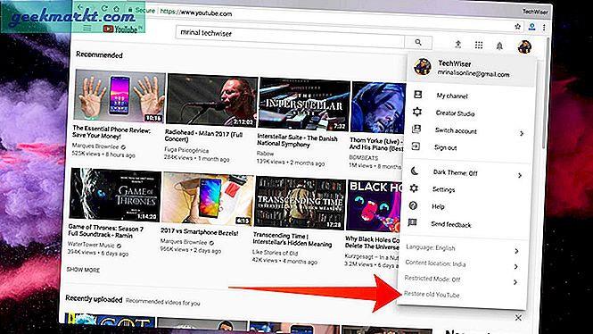 Zurück zum alten YouTube-Layout (2017)