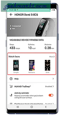So erhalten Sie benutzerdefinierte Uhrengesichter auf Honor Band 5