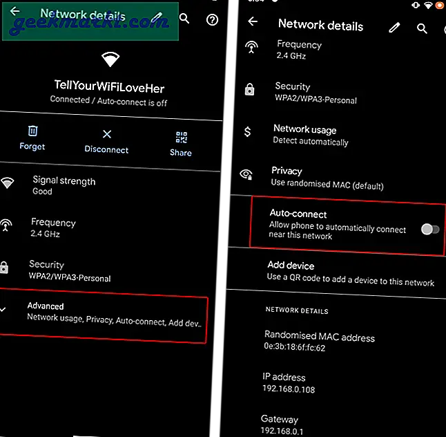 Deaktivieren der automatischen Verbindung in bestimmten Wi-Fi-Netzwerken